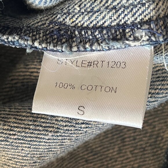 Rehab Denim Jean Jacket Punk Rock Lace Cross On Back Womens Small - Picture 8 of 8